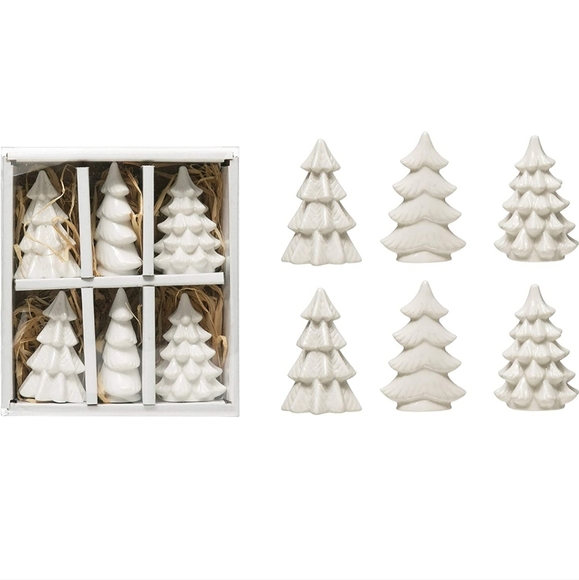 Creative Co-Op Other - NEW 2.5" Stoneware (Boxed Set of 6) White Trees